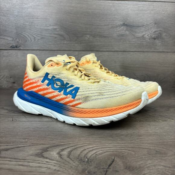 Hoka One One M Mach 5 Running Shoes Men's 10D Yellow White Sneakers 1127893 IVOR - Picture 1 of 13